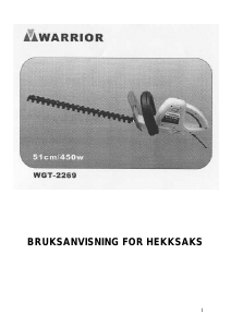 Bruksanvisning Warrior WGT-2269 Hekksaks