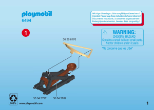 Mode d’emploi Playmobil set 6494 Accessories Catapulte avec projectiles