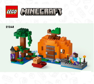 Vadovas Lego set 21248 Minecraft Moliūgų ūkis