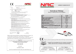 Instrukcja NAC YT5302 Nożyce do żywopłotu