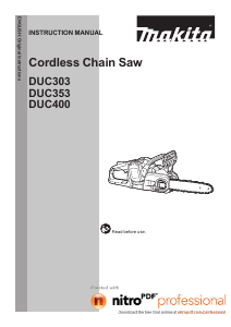 Manual Makita DUC353 Chainsaw