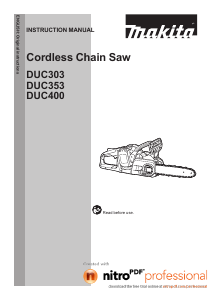 Manual Makita DUC400 Chainsaw