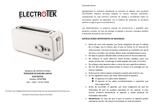 Manual Electrotek ET-TV750 Toaster