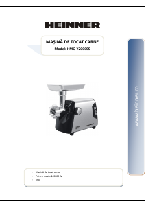 Manual Heinner HMG-Y2000SS Tocator carne