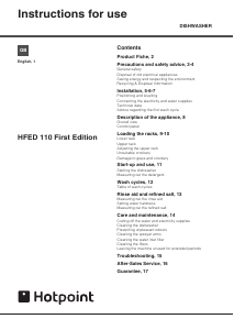 Handleiding Hotpoint HFED 110 P First Edition Vaatwasser