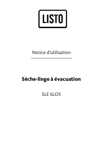 Mode d’emploi Listo SLE 6LD5 Sèche-linge