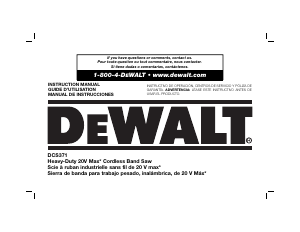 Manual DeWalt DCS371B Band Saw