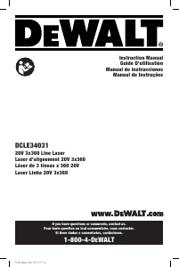 Mode d’emploi DeWalt DCLE34031D1 Laser ligne