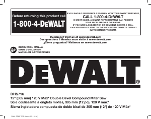 Manual de uso DeWalt DHS716AT2 Sierra de inglete