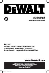 Handleiding DeWalt DCS367B Reciprozaag