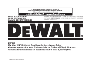 Manual de uso DeWalt DCF887B Atornillador