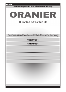 Bedienungsanleitung Oranier TANA75S1 Dunstabzugshaube