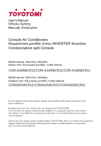 Manuale Toyotomi CON28OUECR32 Condizionatore d’aria