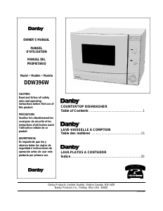 Mode d’emploi Danby DDW396W Lave-vaisselle