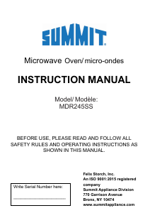 Manual Summit MDR245SS Microwave