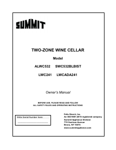 Manual Summit SWC532BLBISTCSS Wine Cabinet
