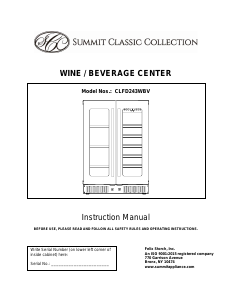 Manual Summit CLFD243WBV Wine Cabinet