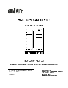 Manual Summit ALFD24WBVCSS Wine Cabinet