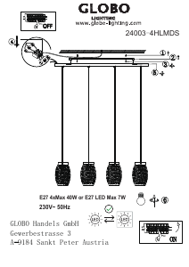 Посібник Globo 24003-4HLMDS Лампа