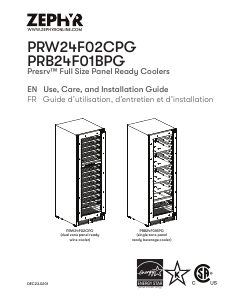 Manual Zephyr PRB24F01BPG Refrigerator