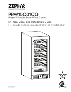 Handleiding Zephyr PRW15C01CG Wijnklimaatkast