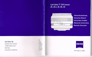 Handleiding Zeiss T* SLR ZF Objectief