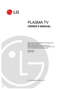 Manual LG 50PY2R-ZB Plasma Television