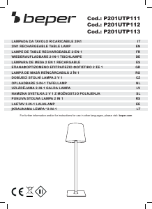 Manual Beper P201UTP113 Lamp