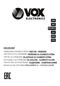 Priročnik Vox IKG2630F Hladilnik in zamrzovalnik