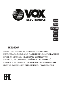 Priročnik Vox IKS1600F Hladilnik in zamrzovalnik