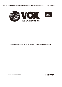Manual Vox 42DSAFG10B LED Television