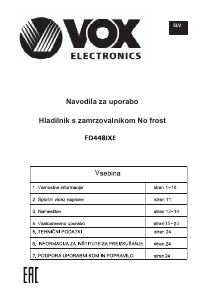 Priročnik Vox FD448IXE Hladilnik in zamrzovalnik