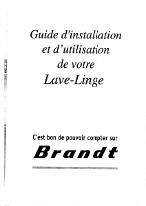 Mode d’emploi Brandt 805TV Lave-linge