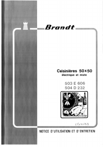 Mode d’emploi Brandt 503E606 Cuisinière