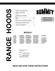 Manual Summit LHC30B Cooker Hood