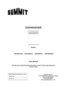 Manual Summit DW184BADA Dishwasher
