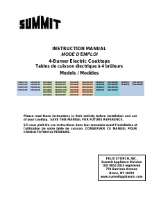 Handleiding Summit CRS5B14W Kookplaat