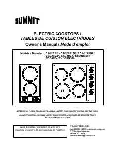 Mode d’emploi Summit CSD2B230 Table de cuisson