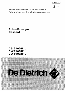 Mode d’emploi De Dietrich CS6103H1N Cuisinière