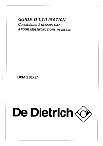 Mode d’emploi De Dietrich DCM250XE1 Cuisinière