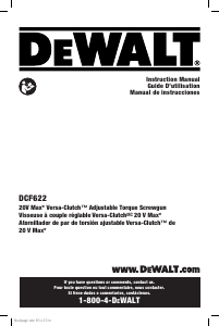 Manual DeWalt DCF622B Screw Driver