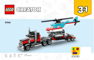 Kullanım kılavuzu Lego set 31146 Ceator Helikopterli Açık Kasa Kamyon