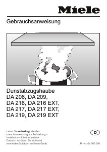 Bedienungsanleitung Miele DA 219 Dunstabzugshaube