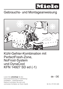 Bedienungsanleitung Miele KFN 14927 SD ed-1 Kühl-gefrierkombination