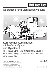 Bedienungsanleitung Miele KFN 12923 SD edt/cs-1 Kühl-gefrierkombination