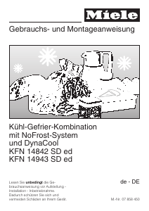 Bedienungsanleitung Miele KFN 14943 SD ed Kühl-gefrierkombination