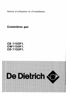 Mode d’emploi De Dietrich CW1103F1B Cuisinière