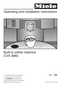 Manual Miele CVA 3660 Coffee Machine
