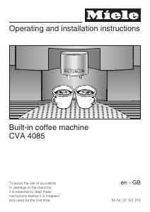 Manual Miele CVA 4085 Coffee Machine