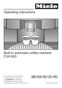 Manual Miele CVA 620 Coffee Machine